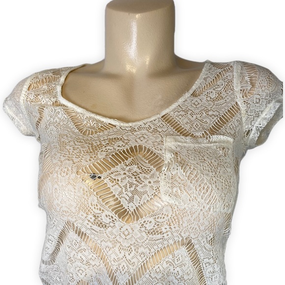 Off White Top Lace with Front Pocket • Size XSmall - Picture 5 of 9